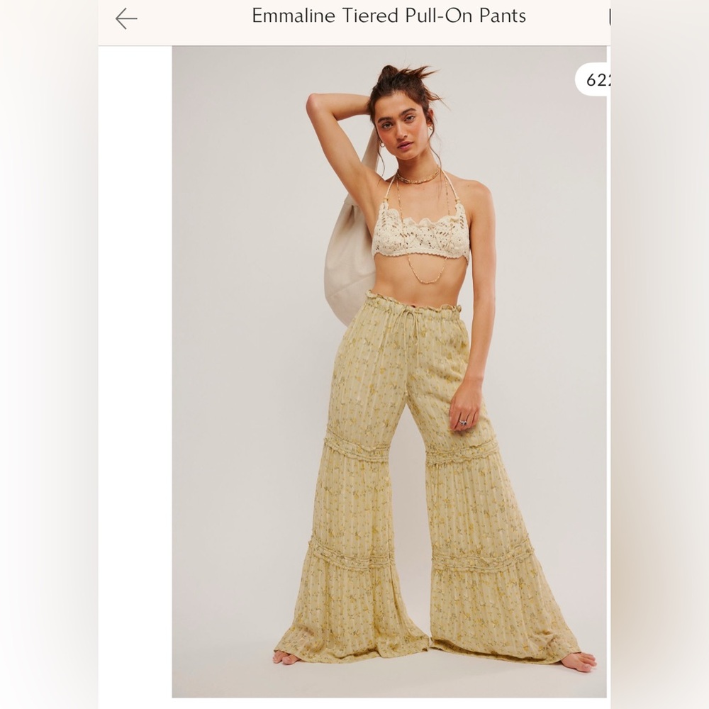 Free People Tiered Pull-On Pants - Cream